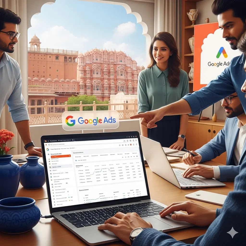 Why Choose Hashtag360 as Your Google Ads Agency in Jaipur "Hashtag360 Google Ads experts optimizing campaigns for businesses in Jaipur"