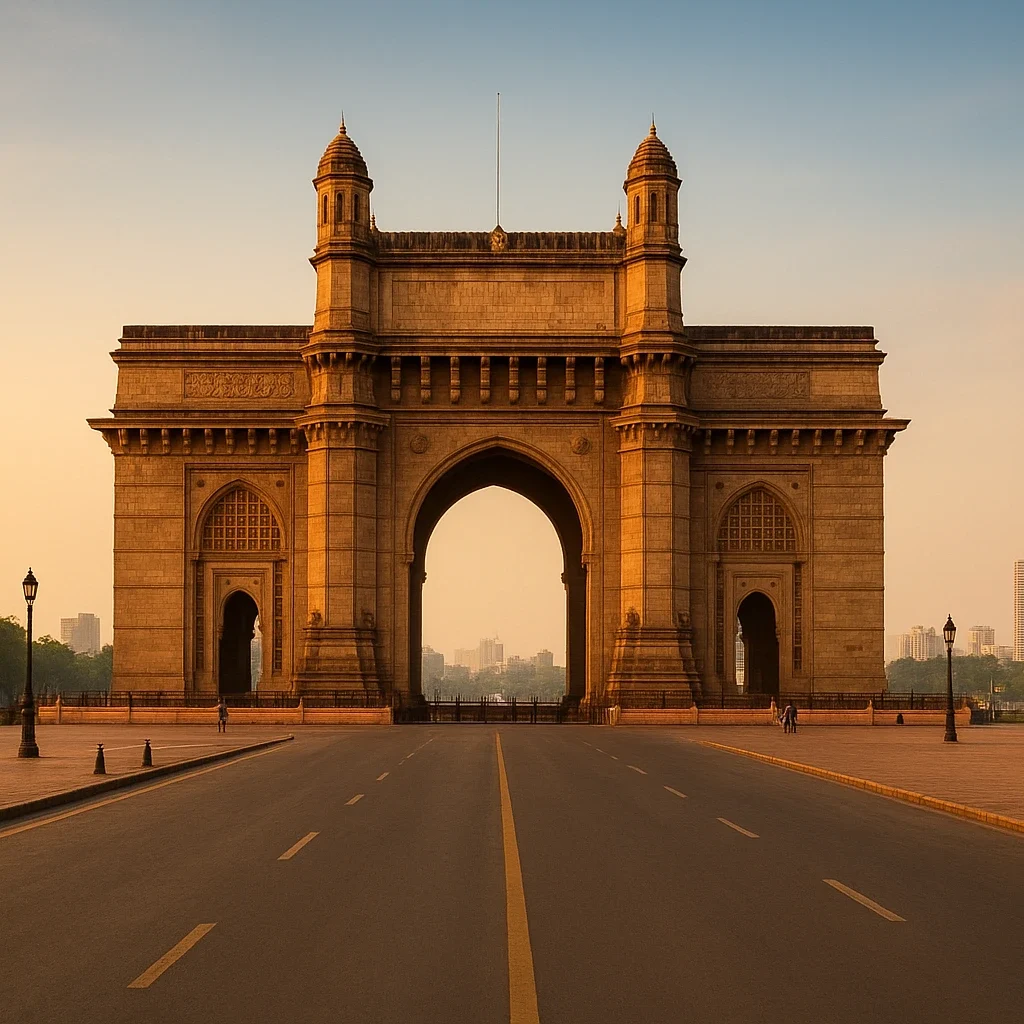 A team of Google Ads professionals reviewing data on a monitor in an office with a view of the Mumbai skyline.